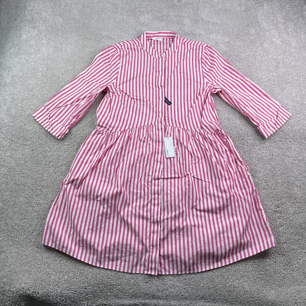 NEW Johnnie-O Dress Womens Small Pink Addie Striped Button Up Coastal Preppy